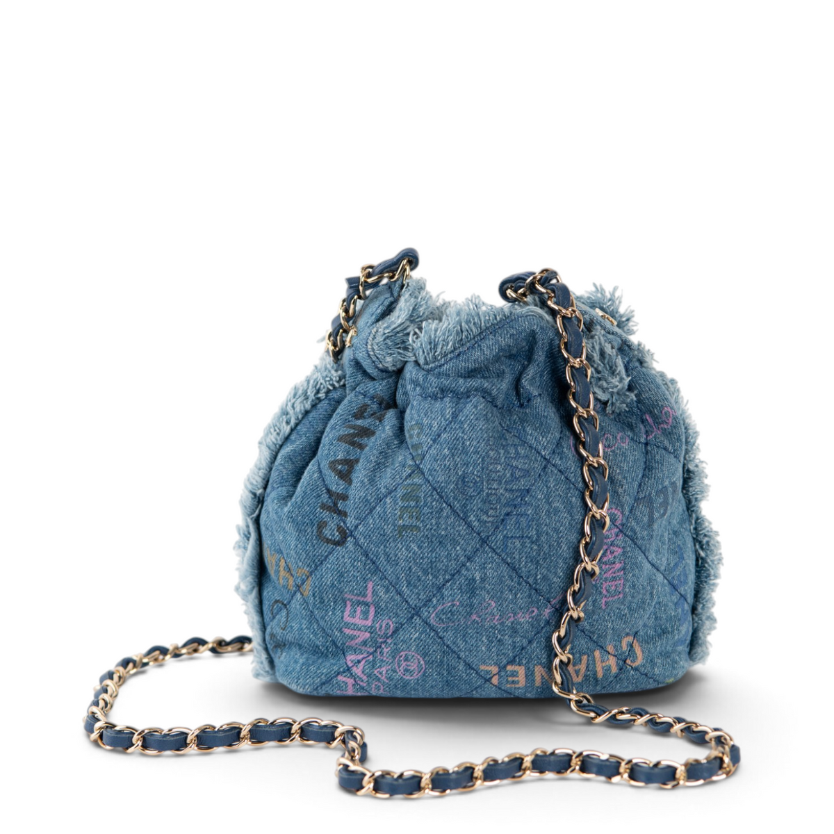 Chanel Chain Bucket Bag - Denim — view 2